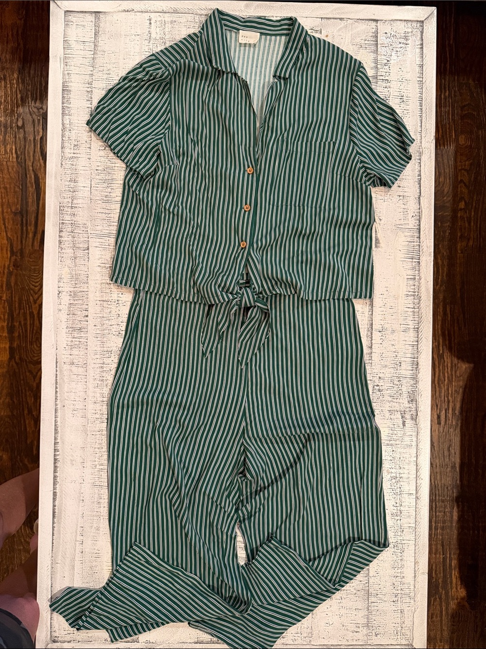 Dee Elly Green Striped Tie-Waist Set — Women